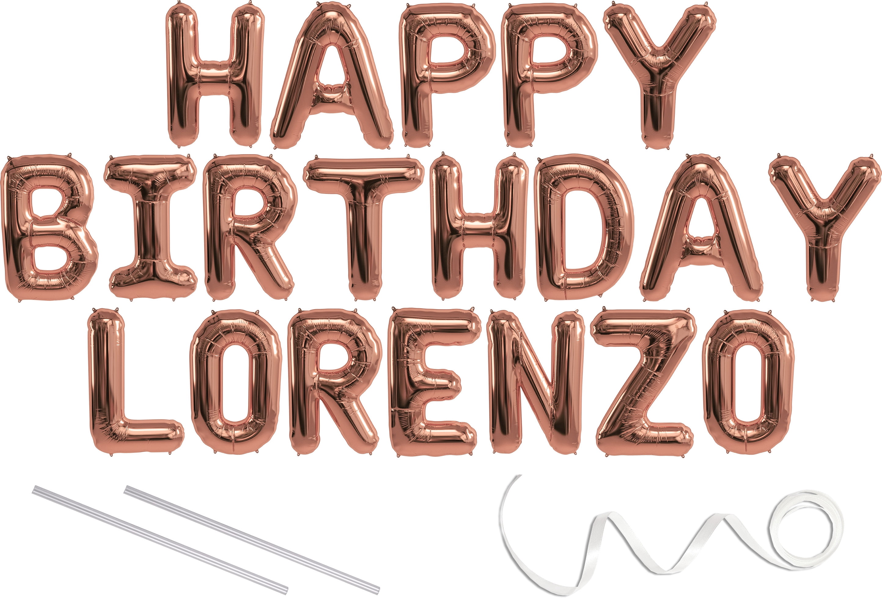 Lorenzo Happy Birthday Mylar Balloon Banner Rose Gold 16 Inch 