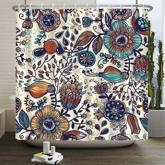 Flowers Bathroom Curtain With 3d Shower Curtains Waterproof Print 180x240cm Polyester Cloth Bath Home Decoration Screen