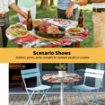 thumbnail image 6 of Elastic Fitted Round Tablecloth, Cardinal Bird Waterproof Stretch Table Cover for 36"-44" Tables, Winter Poinsettia Pine Cones Berry Wood Washable Outdoor Tablecloths for Patio, Picnic, Camping, 6 of 9