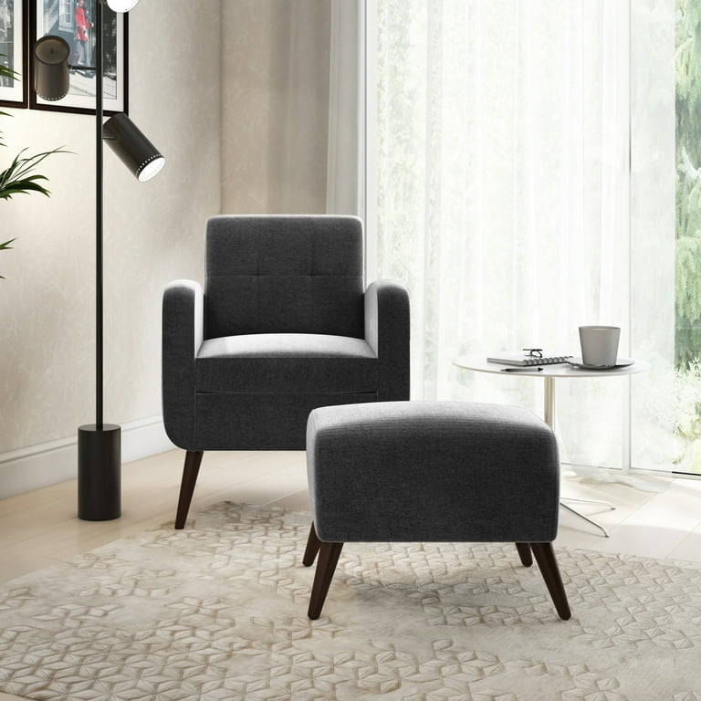 Homesvale Suzie Arm Chair and Ottoman Dark Gray Velvet Walmart