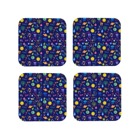 

Tideii Mathematics And Chemistry for Leather Coasters 4 Pieces Anti-fouling and Anti-scalding Decorative Coasters Suitable for Restaurants Kitchens Coffee Shops-Square