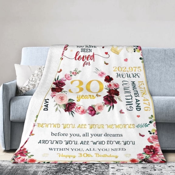Wijzvio 30th Birthday Gifts Throw Blanket Soft Fuzzy Fleece Blanket For Couch Bed Living Room Decoration 40"X30"