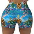 thumbnail image 2 of Haiem Little Sea Turtles No Front Seam Biker Shorts for Women Yoga Workout Gym Bike Shorts with Tummy Control Moisture-Wicking-Large, 2 of 9