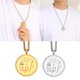 thumbnail image 2 of Gold-color Colgante redondo retro para hombre, collar de acero de titanio, collar bíblico personalizado, patrón religioso, joyería de protección bíblica, 2 of 4