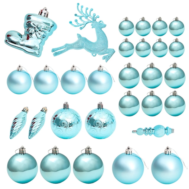 tssuouriy 30pcs ABS Christmas Tree Jewelry Set Tree With Elegant Baubles Convenient And Practical Easy lake blue 1Set