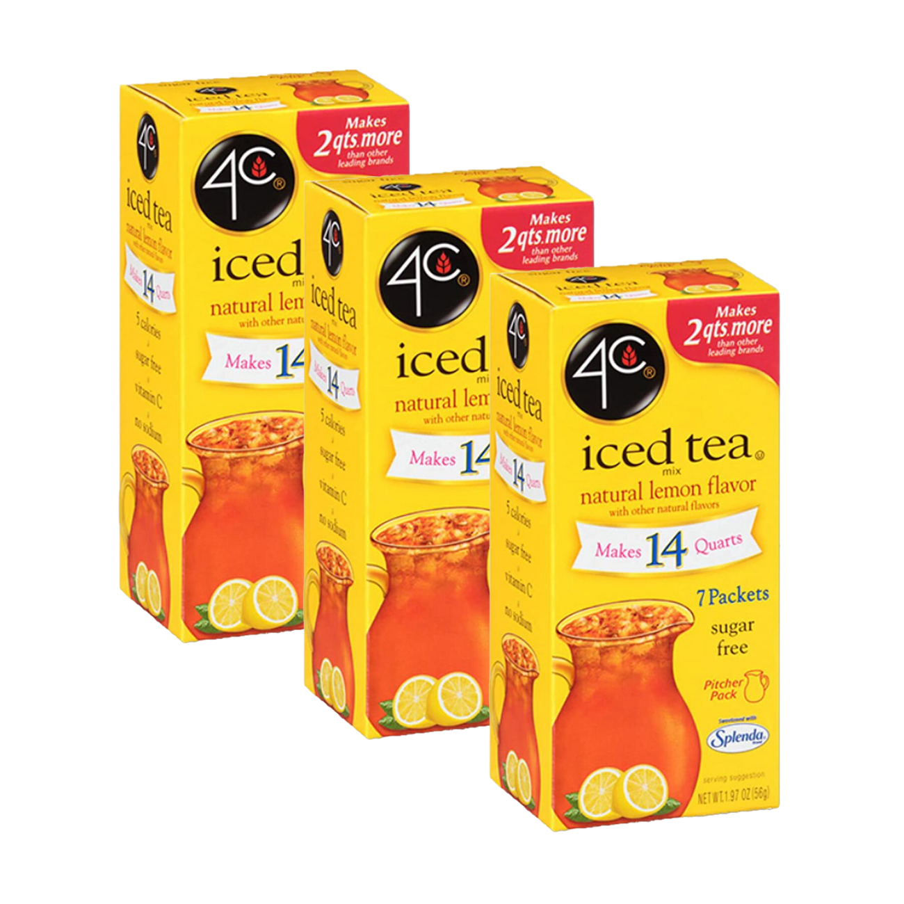 4C Sugar Free Iced Tea Drink Mix Pitcher Pack (7 Packets) Size 3Pack