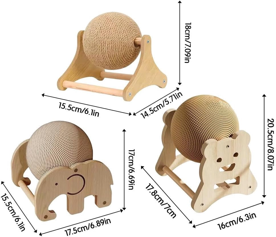 Wooden Cat Scratcher with Sisal Ball, Round Interactive Scratching Board, Durable Indoor Pet Toy for Cat Kitten Claw Care Stress Relief Household Use(k)