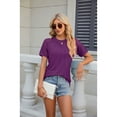 thumbnail image 3 of Anbech Women's Lace Splicing Blouse Shirt Splice Short Sleeve Loose Casual Bright Solid Color Tops, 3 of 9