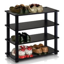 Maklaine Turn-S-Tube Engineered Wood 4-Tier Shoe Rack in Espresso/Black