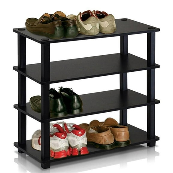 Maklaine Turn-S-Tube Engineered Wood 4-Tier Shoe Rack in Espresso/Black