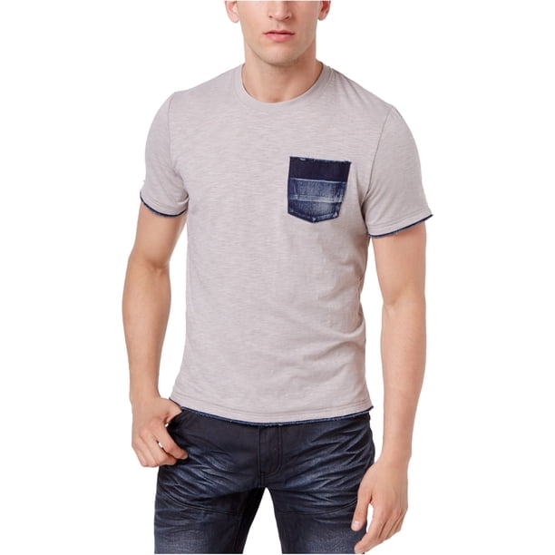 Camiseta básica con bolsillo de mezclilla I-N-C Beige Grande