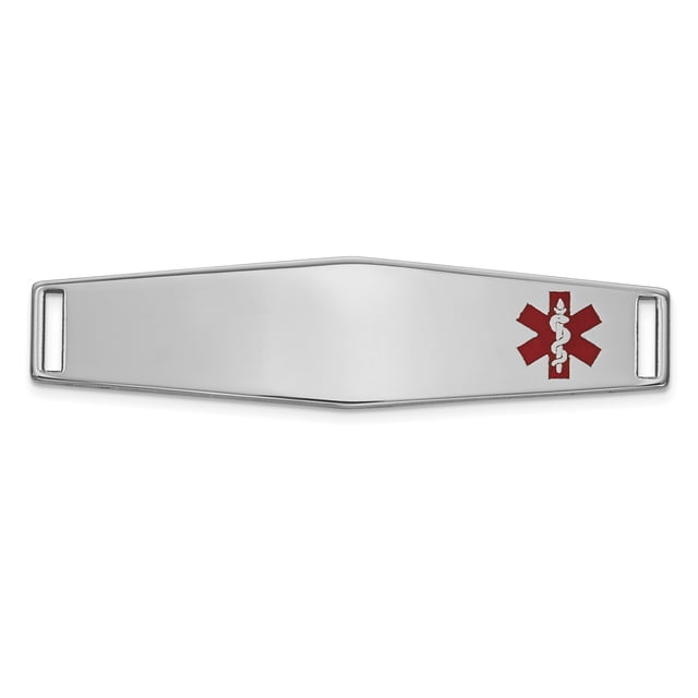 14k White Gold Epoxy Enameled Medical Alert Id Off Ctr Soft Plate # 819 Bracelet Component