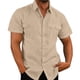 thumbnail image 4 of Camisa casual para hombre color albaricoque M, manga corta, dos bolsillos, color puro, transpirable para el trabajo diario y fiestas, 4 of 6
