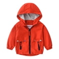 thumbnail image 1 of WEIYLL Coupe-Vent pour Garçon, Hauts pour Enfants Légers à Capuche avec Fermeture Éclair, Décontractés pour l'École, Vestes Rouges pour 18-24 Mois, 1 of 3