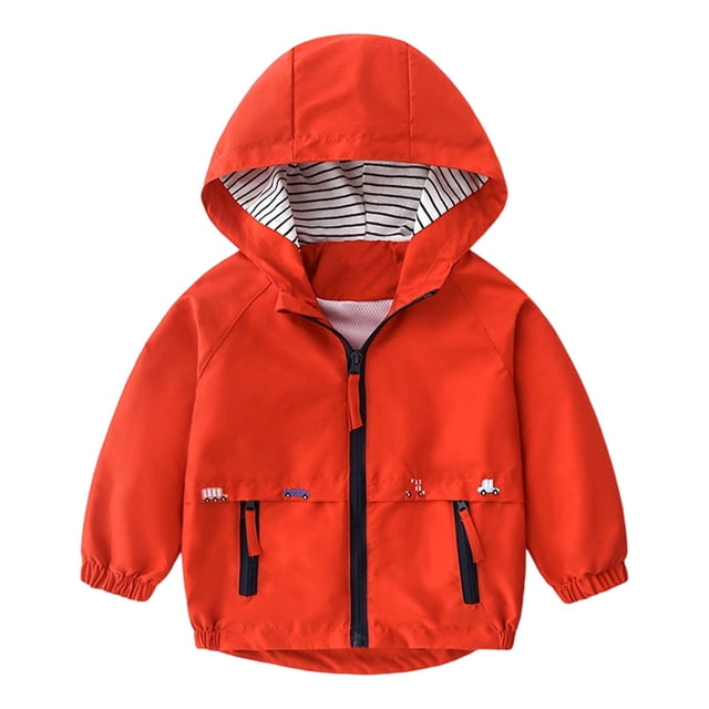 WEIYLL Coupe-Vent pour Garçon, Hauts pour Enfants Légers à Capuche avec Fermeture Éclair, Décontractés pour l'École, Vestes Rouges pour 18-24 Mois