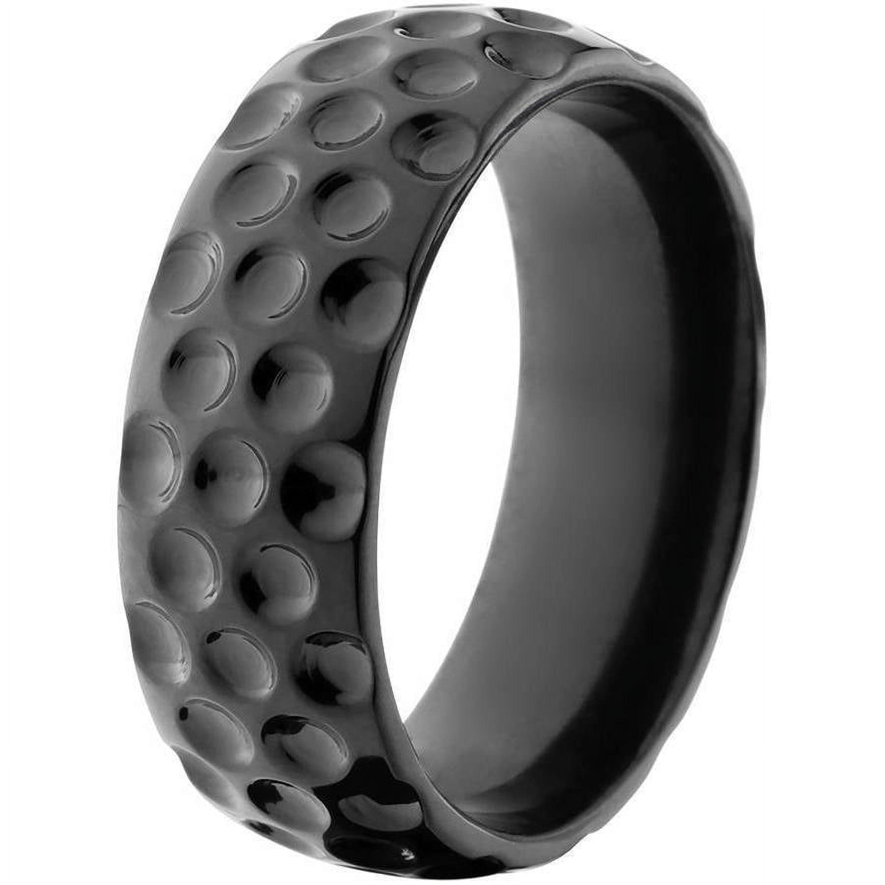 8mm Half-Round Black Zirconium Ring with a Milled Golf Ball Dimple Design