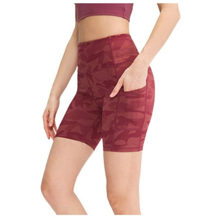 WNVMWI Womens Shorts High Waisted Shorts for Women 7 Inch Inseam Shorts Women s Fashion Pocket Tight Elastic Quick Drying Sports Fitness Shorts Yoga Pants Casual Shorts Hot Pants Workout Bottoms M