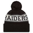 thumbnail image 2 of Men's New Era Black Las Vegas Raiders Retro-Cuffed Knit Hat with Pom, 2 of 2