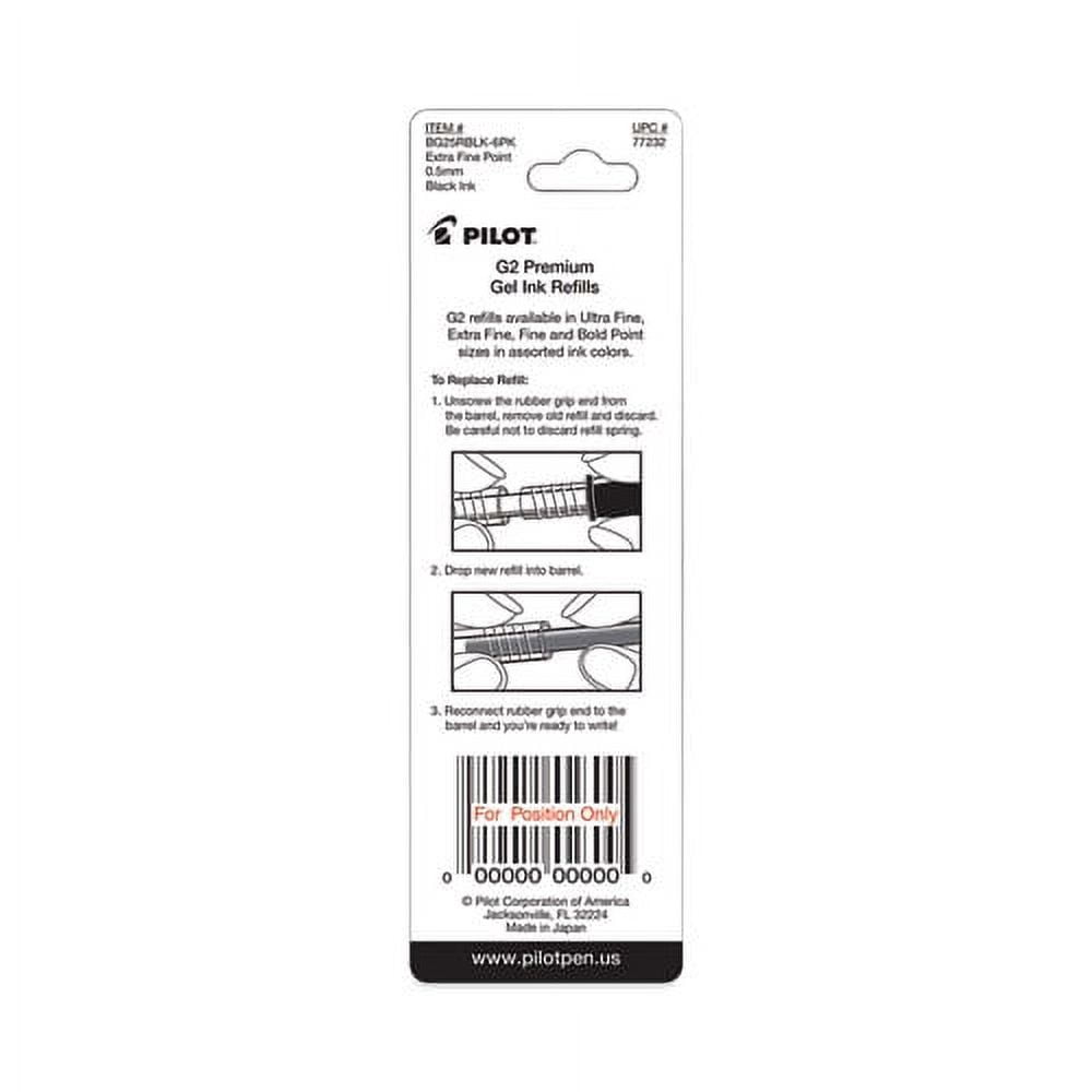 Refill For Pilot B2p, Dr Grip, G2, G6, Mr Metropolitan, Precise Begreen And Q7 Gel Pens, Extra-Fine Tip, Black Ink, 2/pack | Bundle of 10 Packs