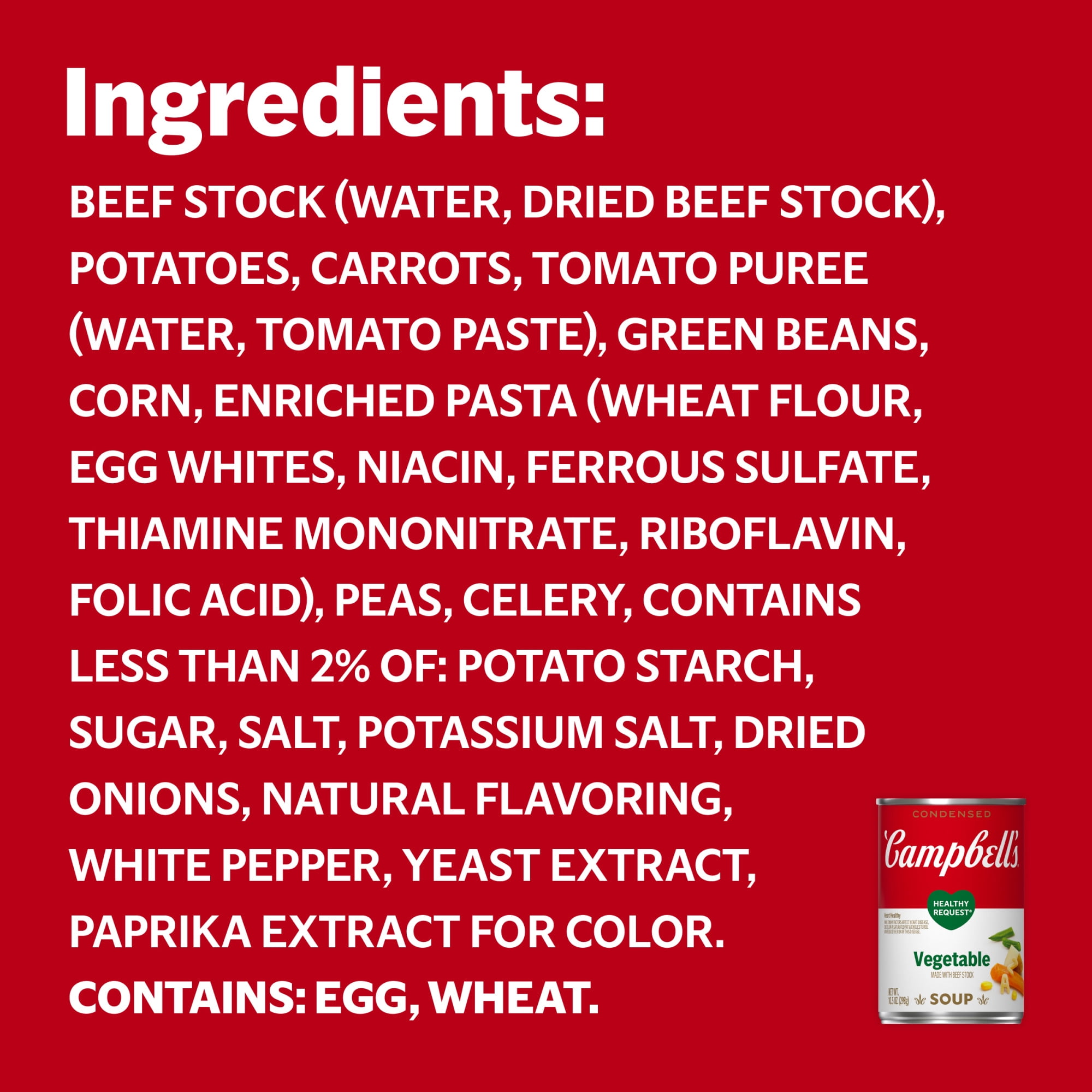 Campbell's Condensed Healthy Request Vegetable Soup, 10.5 Ounce Can