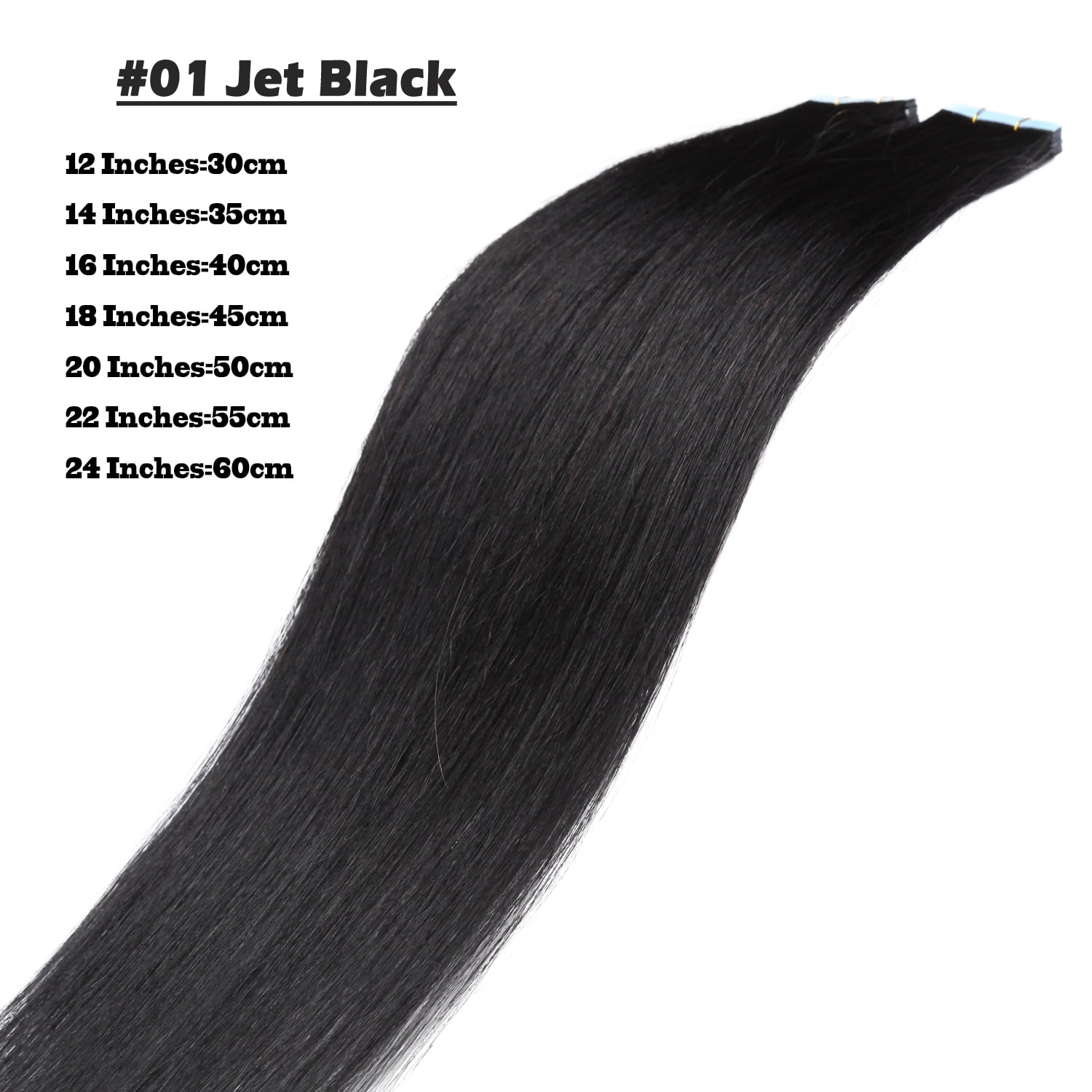 Benehair Tape In 100% Real Remy Human Hair Extensions Seamless Skin Weft Thick Glue Straight Women Black 10-20pcs 24inch