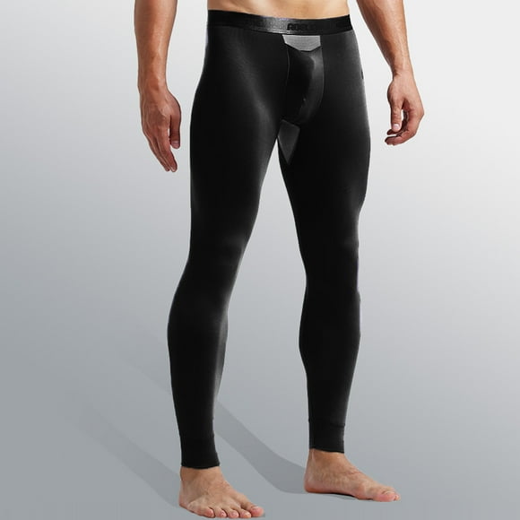 EGNMCR Long Johns for Men, Thermal Underwear for Men Men Solid Casual Tight Base Breathable Mid Waist Keep Warm Ankle-Length Pants Men Thermal Underwear