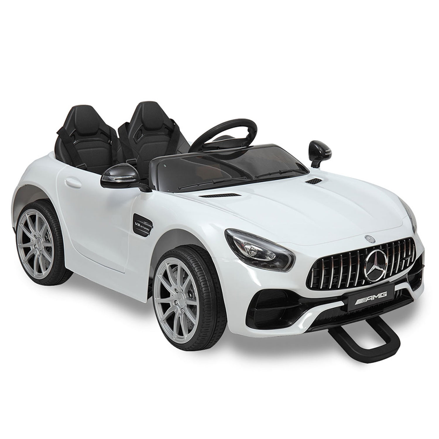 CIPACHO 12V Kids Ride On Toy Car 2-Seat Mercedes-Benz GT Licensed with MP3, Radio, Speed Shift, LED Lights, White