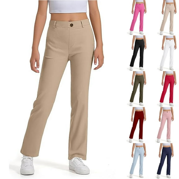 ibiyuan Uniform Pants for Boys Fit Stretch Pants with Pockets Straight Pants Khaki Pants for Girls Uniform Back To School Clothes Clothes for Girls,Navy