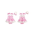 thumbnail image 2 of BemeyourBBs Western Baby Girl Summer Clothes Cowgirl Outfit Romper Dress Cute Cow Spot Print Bow Tie Ruffle Lace Trim Cami Jumpsuit Playsuit Hedband, 2 of 9