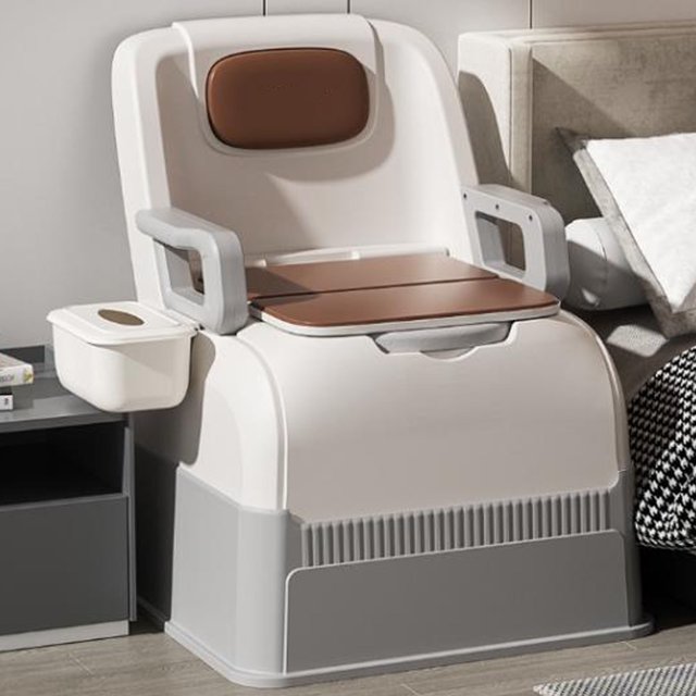 Bedside Commode Chair, Soft Padded Odor Control Commode Chair for Toilet Anti Slip Triple Sealed Easy Installation with 2 Buckets for Home for Elderly