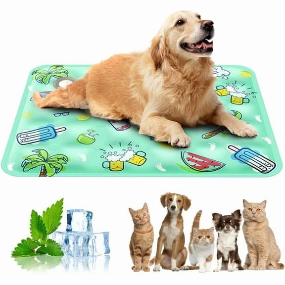 Dog Cooling Mat, 2025 New Pet Cooling Mat for Dogs and Cats, Washable and Portable Pet Pad Cat Bed Suitable for All Types of Pets (Green, Small (15.7 x 11.8in))