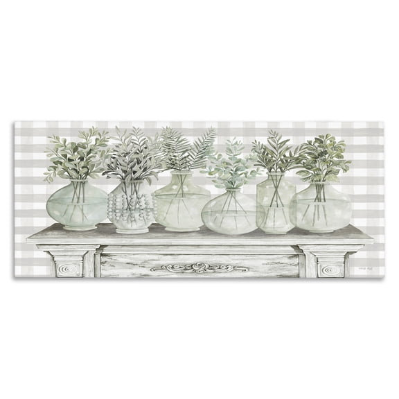 Stupell Industries French Country Country Herb Jars on Gingham Canvas Art, 30 x 13, by Cindy Jacobs