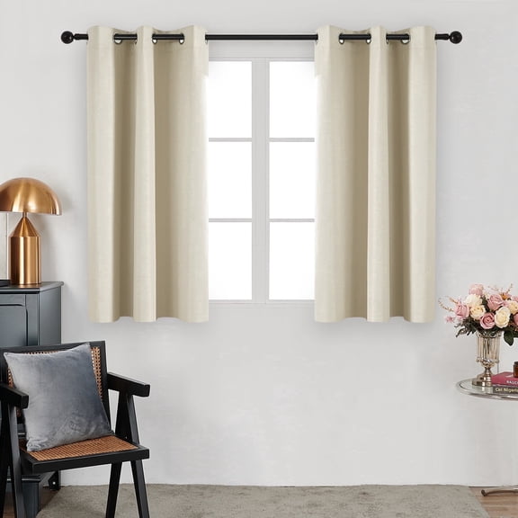 Deconovo Contemporary Beige Solid Print Blackout Curtains, Grommet Top, 38 x 54 Inch, 2 Panels