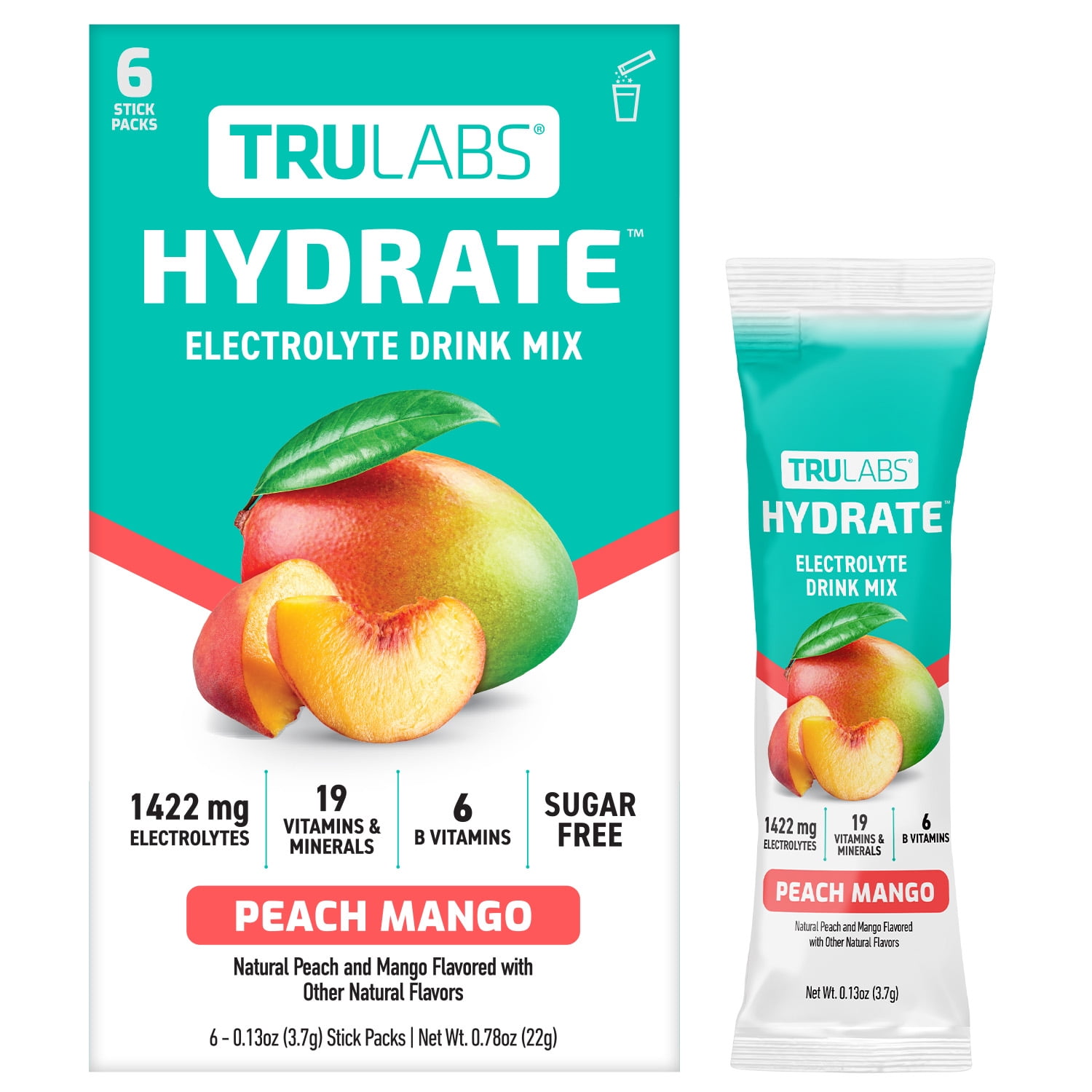 (3 pack) TruLabs® Hydrate Powders Peach Mango, 6 Count