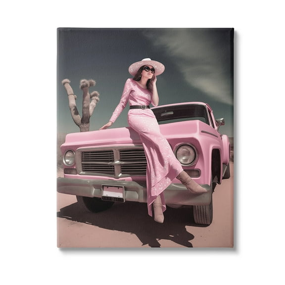 Stupell Industries Glam Woman in Desert Transportation Photography Gallery Wrapped Canvas Art Print Wall Art, 16 x 20