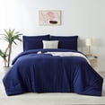 thumbnail image 2 of Davulos King Comforter Set Dark Blue,3 Pieces Solid Comforters Bedding Sets with 2 Pillowcases Lightweight Fluffy Bed Set for All Season, 2 of 10