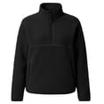 thumbnail image 7 of JGGSPWM Womens Quarter Zip Fleece Pullover Fuzzy Sherpa Jacket, Half Zip Mockneck Sweatshirt, Cozy Teddy Layering Tops Fall Winter Black XXL, 7 of 7