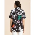 thumbnail image 3 of Moomaya Tropical Look Long Shirts For Women, Short Sleeve Button Down Fun Oversized Vacation Shirt, 3 of 9