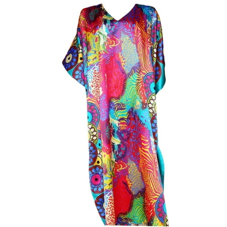 - Up2date Fashion's Women's Caftan / Kaftan, Turquoise Safari Print