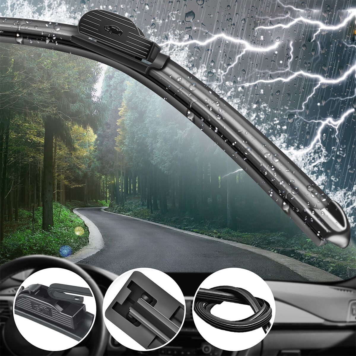 SOCOOL 3 Wipers 24"+16"+10" Front Windshield Wiper Blades with Rear Wiper Fit For Chevrolet Bolt EUV 2023, (Set of 3), Y22Z0S5B