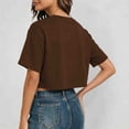 thumbnail image 4 of Yuanlong Womens Tshirts Round Neck Short Sleeve Summer Cropped T Shirts Solid Color Loose Fit Minimalist Sporty Basic Tees, 4 of 6