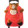 Brown Horse on Pink Plush Rolling Backpack