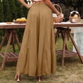 thumbnail image 7 of Satingcolo Linen Palazzo Pants for Women High Waist Tummy Control Wide Leg Pant Summer Flowy Loose Pull On Lounge Trousers, 7 of 7
