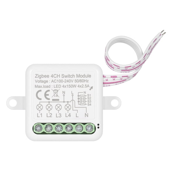 Amdohai Module de Relais de Commutateur Intelligent Mini Zigbee 4 Ch, Prise en Charge du Commutateur de Contrôle Bidirectionnel pour l'Automatisation de la Maison Intelligente, Fonctionne avec Alexa Google Home