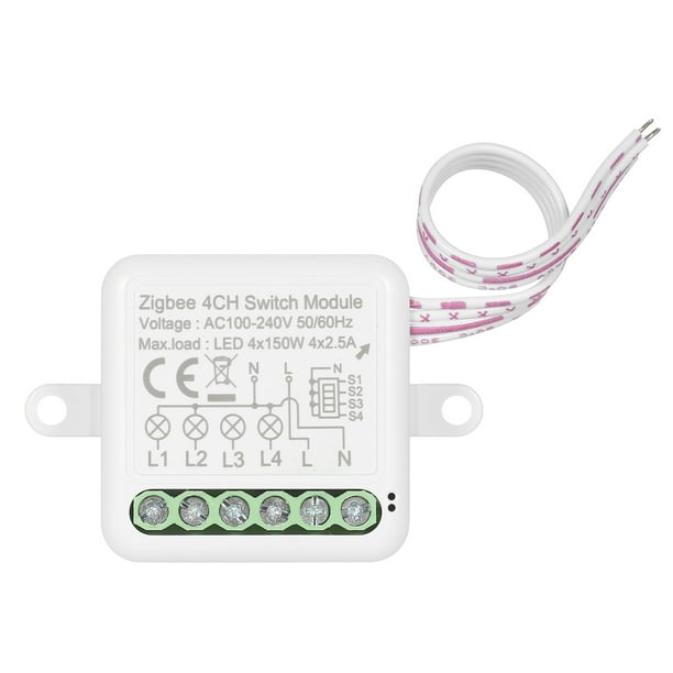 Módulo de relé de interruptor inteligente mini Zigbee de 4 canales compatible con 2 vías