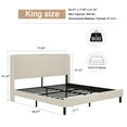 thumbnail image 5 of Yoneston King Size Platform Bed Frame with Velvet Upholstered Headboard Storage Shelf and USB Port Charging Station for Bedroom, Beige, 5 of 7