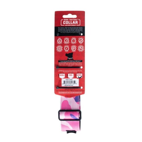 Boss Nation 850010391359 20-28 in. Dog Tactical Adjustable Dog Collar, Pink Camo - Extra Large
