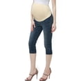 thumbnail image 3 of Momo Maternity Stretchy Full Panel Capri Pants, Medium Indigo Blue, 25 X 33, 3 of 4