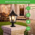 thumbnail image 4 of 21" Outdoor Post Lantern Light, 2-Pack Vintage Black Metal Garden Pillar Lamp with Clear Glass for Driveway, Gate, Pathway, and Yard Lighting, Elegant Exterior Design (Bulb Not Included), 4 of 10