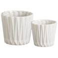thumbnail image 2 of Urban Trends Collection 44221 Ceramic Round Vase with Ribbed Design Body & Tapered Bottom, White - Set of 2, 2 of 2